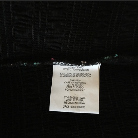 Black  Multicolor Striped Smocked Top - Picture 4 of 6